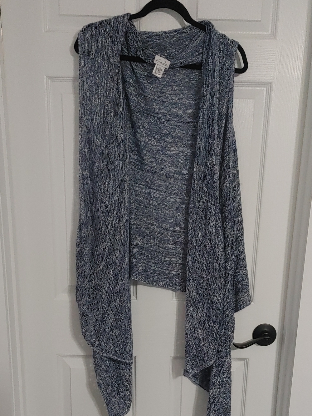 Kim Rogers Women's 3X Blue Marled Drape-Front Knit Vest